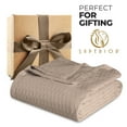 thumbnail image 3 of Superior Dobbyweave Knit Cotton Blanket 66" x 90", All Season Bed Blankets, Twin, Ivory, 3 of 14