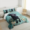 thumbnail image 3 of Feelyou Black Dog Animal Full Size Comforter Sets, Rustic Groovy Flower Bedding Sets, 3pcs, 3 of 8