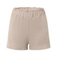 thumbnail image 6 of Athletic Shorts for Women Double Layered Pleats Hem Straight Leg Casual High Waist Sports Loose Fit Casual Fashion Bermuda Cargo Board Gym Khaki Bottoms Sizes M, 6 of 7