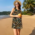 thumbnail image 3 of Pofeuu Teal Leopard Print Women's Sleeveless Dress, Loose Fit Summer Dress, Casual Tank Dress for Women, 3 of 7