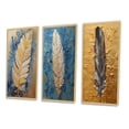 thumbnail image 3 of Designart "Exquisite Boho Glam Blue Feather Painting" Feathers Framed Wall Art Set Of 3 - Gold Modern Frame Gallery Set For Office Decor, 3 of 6