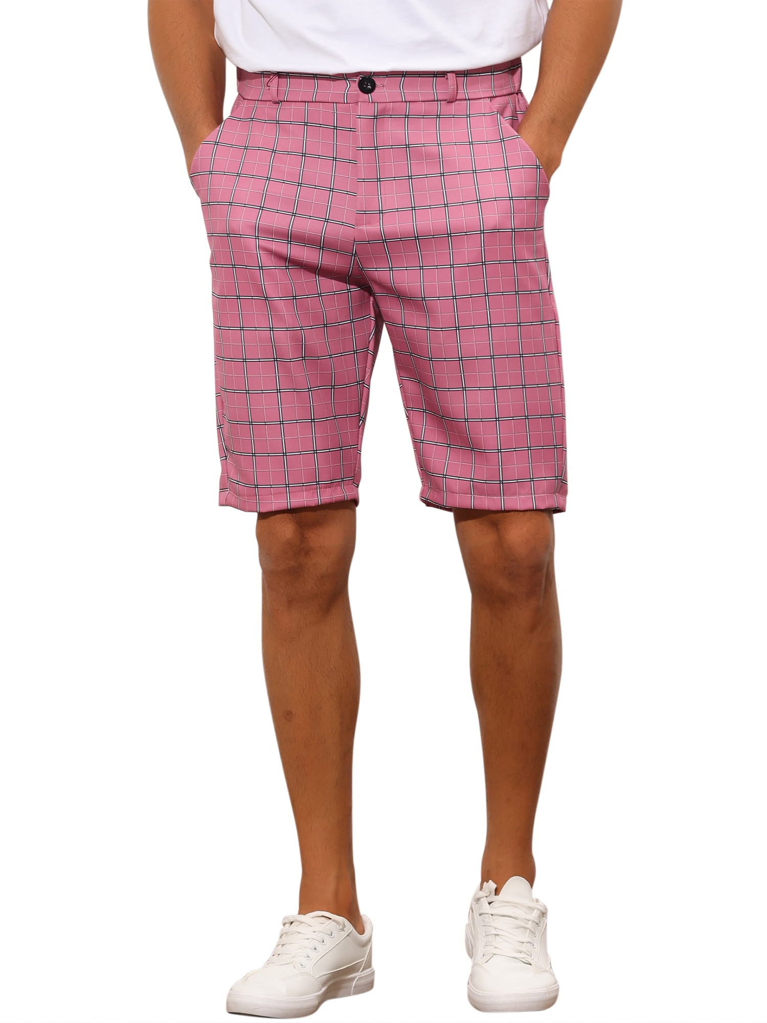 Lars Amadeus Plaid Shorts for Men's Straight Fit Comfort Flat Front ...