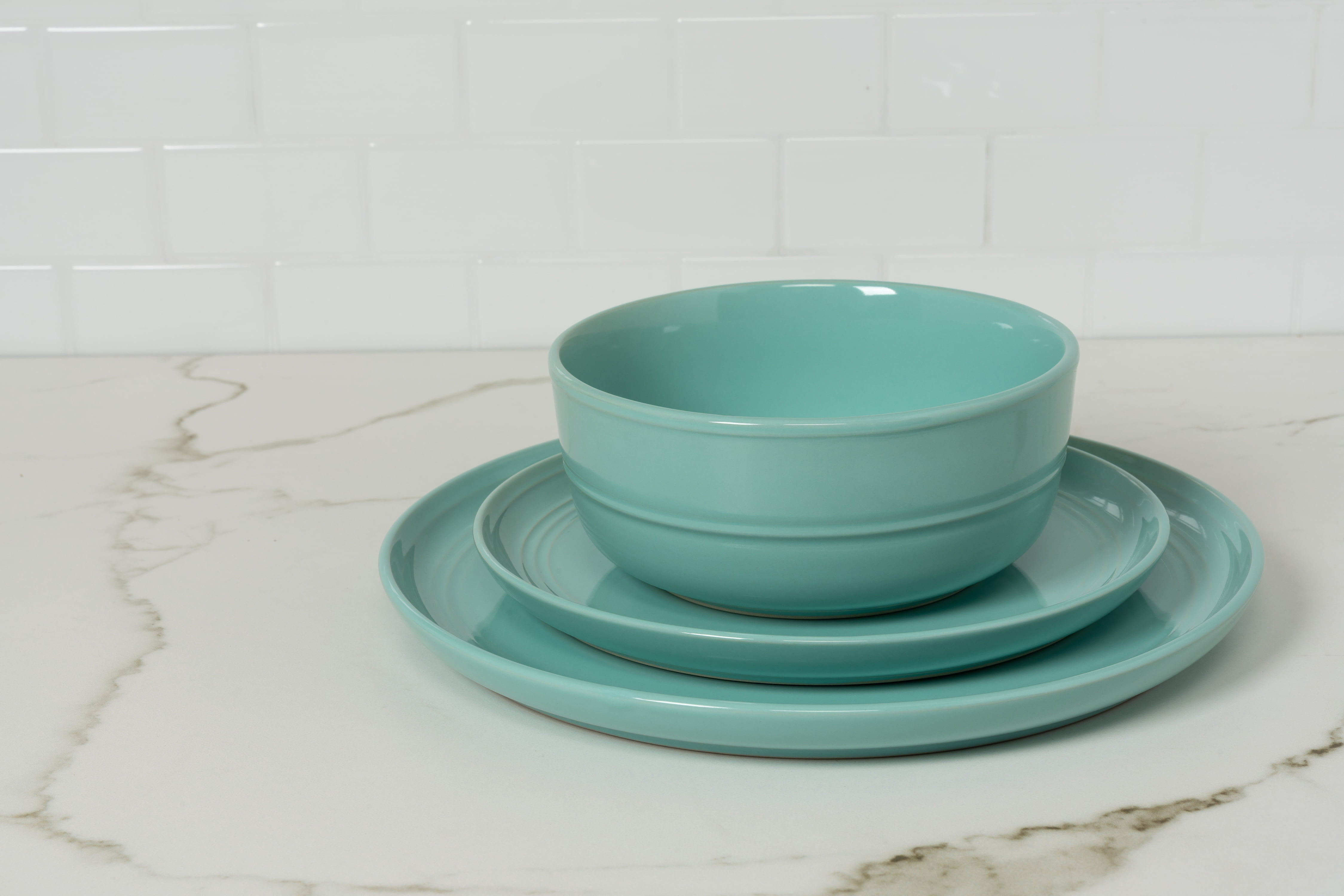 10 Strawberry Street Double Line 6.25"/24 oz Round Cereal Bowl, Set of 6, Seafoam