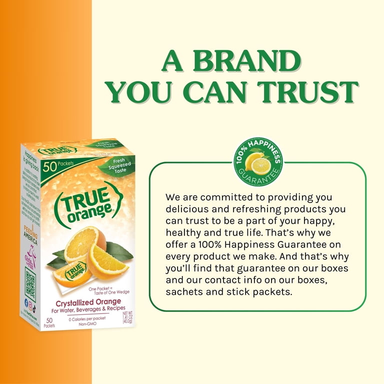 True Lemon, Natural Flavored True Orange, 50 Packets in Box, Zero