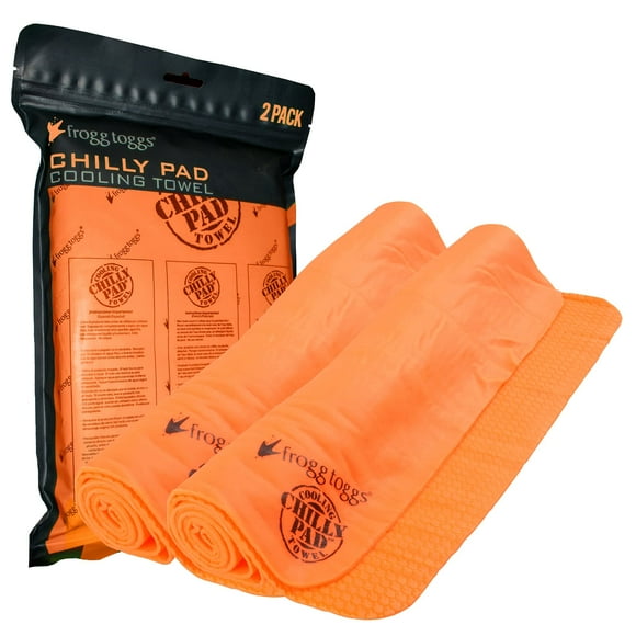 Toalla de refrigeración FROGG TOGGS Chilly Pad naranja, paquete de 2 unidades, 84 x 33 cm