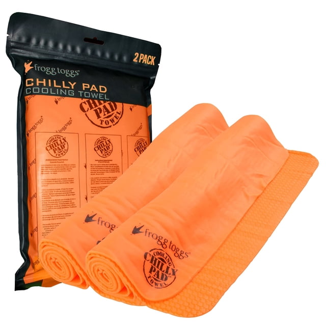 Toalla de refrigeración FROGG TOGGS Chilly Pad naranja, paquete de 2 unidades, 84 x 33 cm