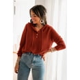 thumbnail image 2 of Pull à Capuche pour Femmes, Décontracté, Boutonné, Col en V, Manches Longues, Tricoté, Henley, 2 of 5