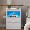 thumbnail image 6 of Afuhokles Nightstand Set of 2 with Wireless Charging Station and 2 Drawers, Bedside Table with with LED Lights, White, 6 of 10