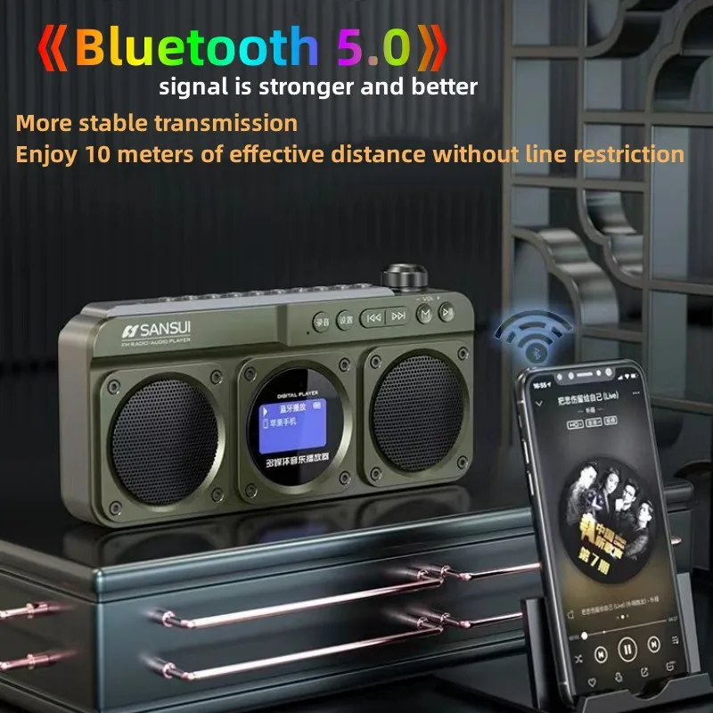 SANSUI F28 Mini Elderly FM Radio Outdoor Wireless Bluetooth