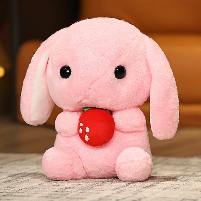22~65cm Sweet Long Ears Rabbit Plush Toy Stuffed Sitting Strawberry Rabbit Doll Adorable Bunny Plushie Girlfriend Girl Gift