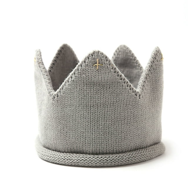 Lindo bebé niños niñas cálido invierno gorro de punto sombrero corona de punto diadema (gris)