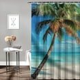 thumbnail image 2 of Orinice Palm Tree Beach Scene Bathroom Decor Set with Hooks, Colorful Luxurious Graphic Print Polyester Fabric Shower Curtain for Chic Modern Bathroom Decor 60x72, 2 of 7