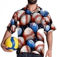 thumbnail image 4 of Baseball Men's Spread Collar Tops, Casual Button Down Shirts for Summer Beach, Printed Short Sleeve Shirts - Unisex, 4 of 6