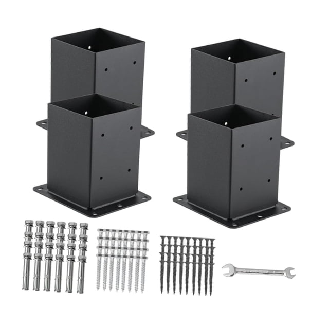 Brida de base para poste de cerca, base de anclaje, resistente, fácil de instalar, soporte para pérgola, multiusos para postes de casas de juegos al