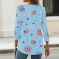 thumbnail image 6 of 4th of July Shirts Women 3/4 Sleeve T-Shirts Casual American Flag Print Tops USA 250th Anniversary Celebration Party Pullover Independence Day Patriotic V Neck Blouses Multicolor L, 6 of 6