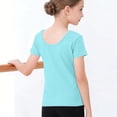 thumbnail image 6 of Liweisiy Girl's Dance Crewneck Shirts Slim Fit Short Sleeve Solid Color Tees Summer Breathable Workout Athletic Sweatshirts Green 9 Years, 6 of 7