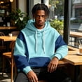thumbnail image 5 of TOMVIGX Mens Contrast Color Spliced Hooded Sweatshirt Casual Drawstring Pullover Hoodie Long Sleeve Sport Tops with Front Pocket 2XL, 5 of 6