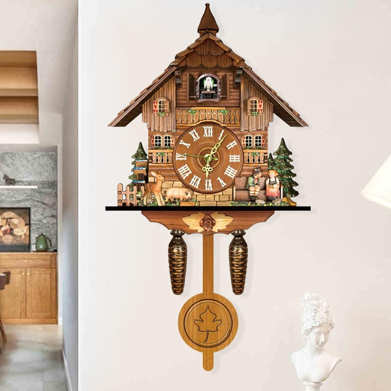 Reloj de Reloj de Pared Artesania Reloj de Casa de arbol de de Madera Vintage para Dormitorio Sala de Estar Escuela Oficina D Baoblaze Reloj cucu Walmart en linea