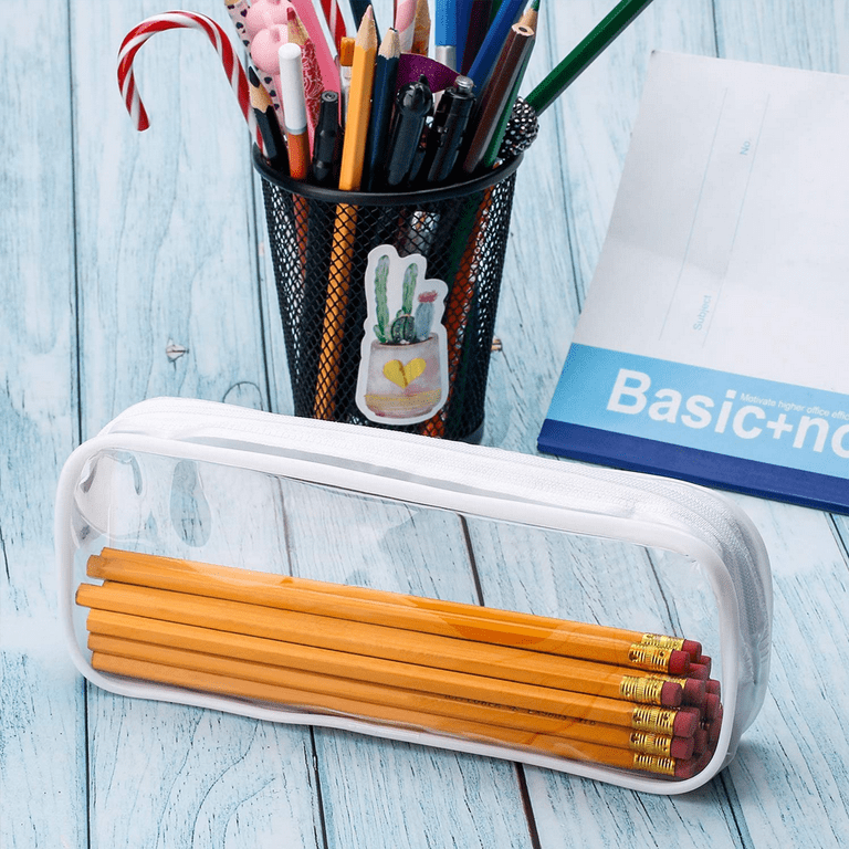 Clear Pencil Case, PVC Pencil Bag Makeup Pouch, Big Capacity Travel  Toiletry Bag with Zipper for Office Stationery and Travel Storage - White