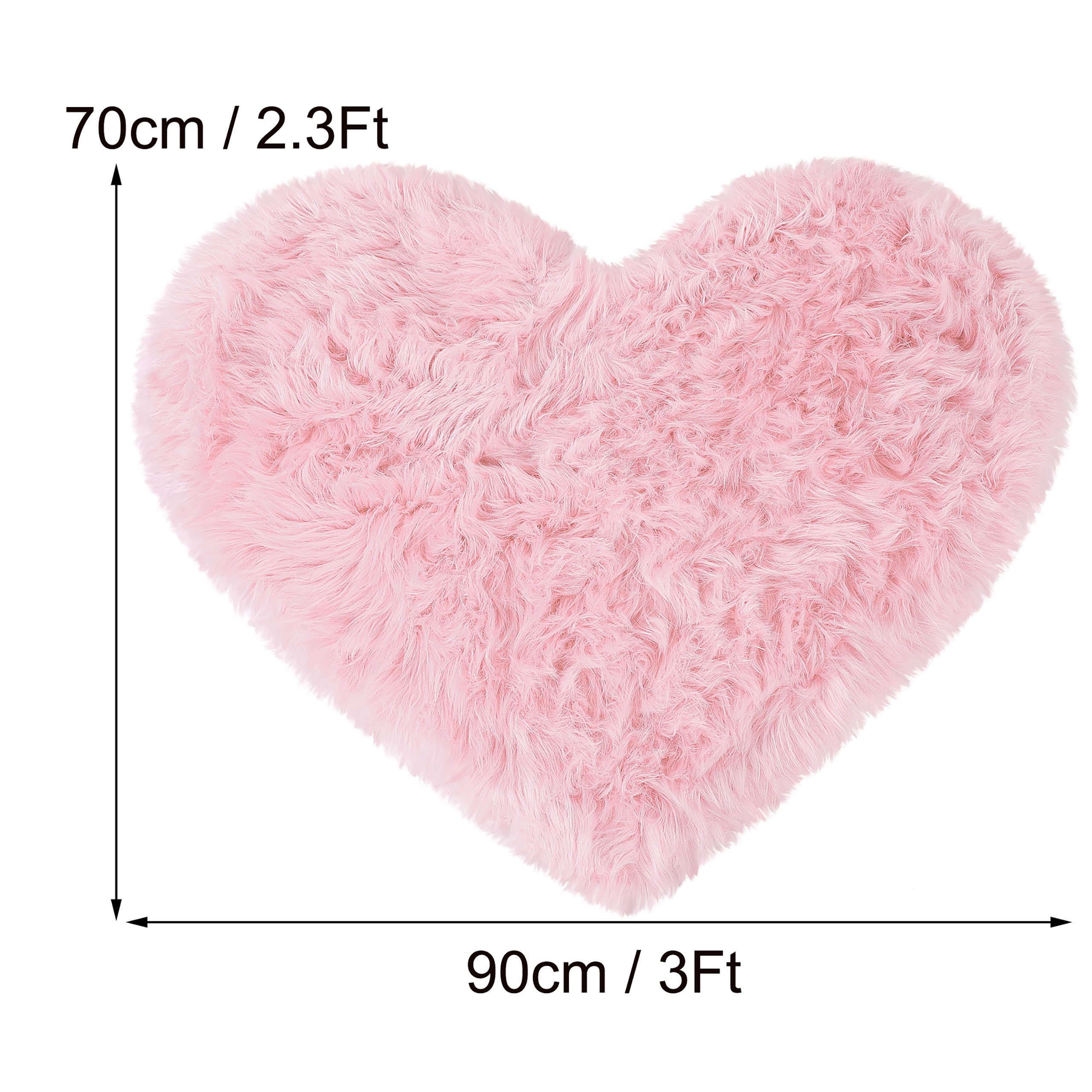 Unique Bargains Heart Shaped Faux Fur Shag Area Rug 2.3Ft x 3Ft Light Pink