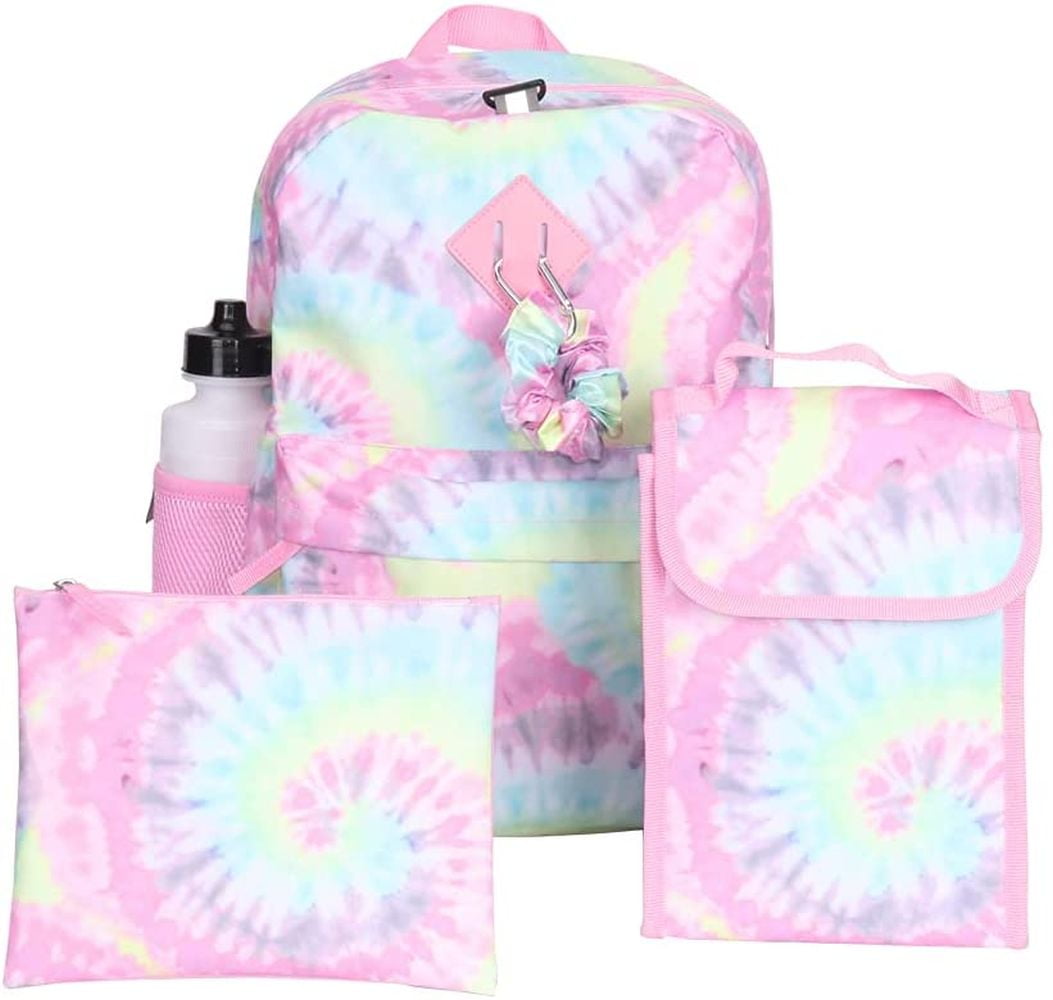 Ralme Tie Dye Girls Backpack with Lunch Box and Water Bottle 6 Piece ...