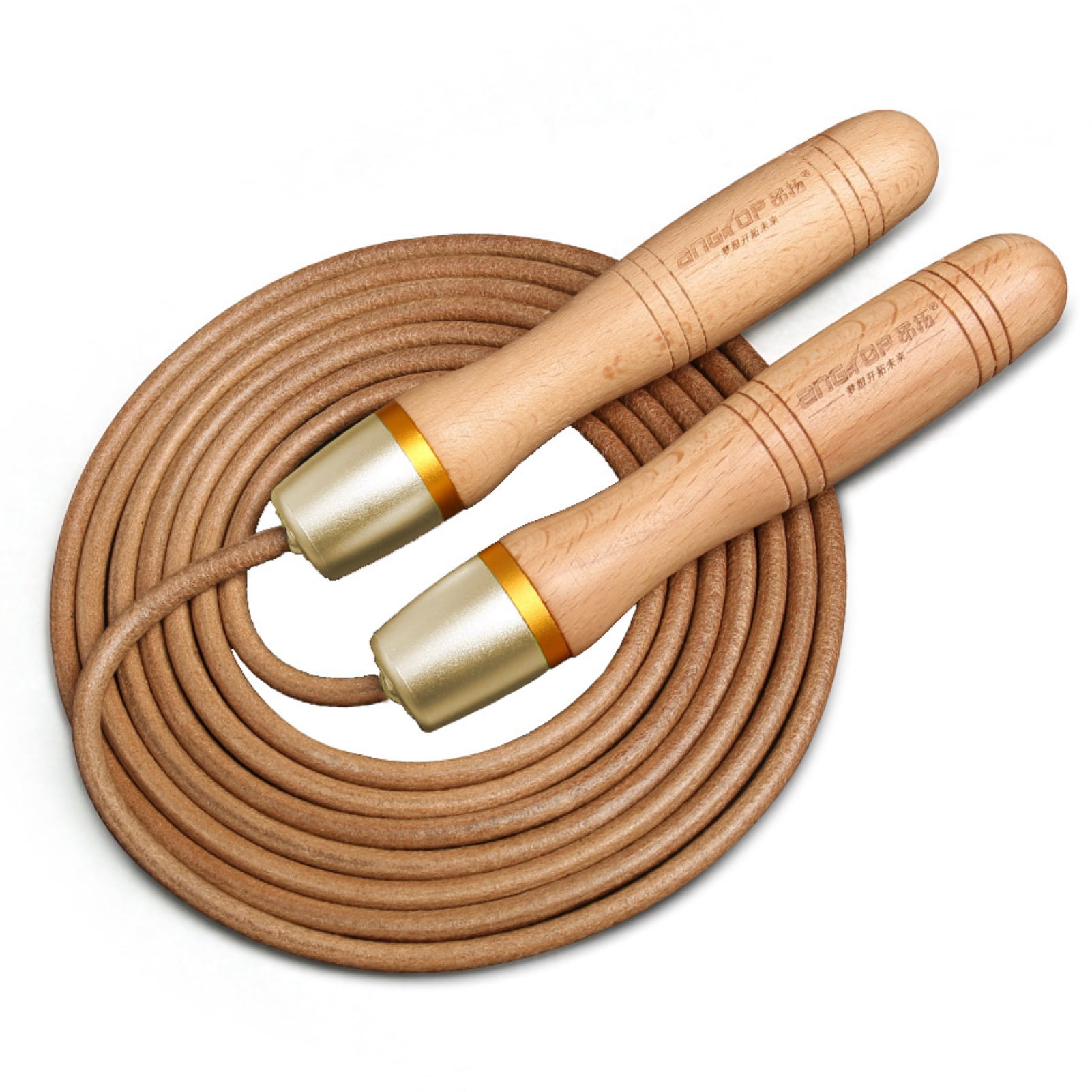 Leather Skipping Rope with ball bearings Wooden Handles Speed Jump Rope Fitness 