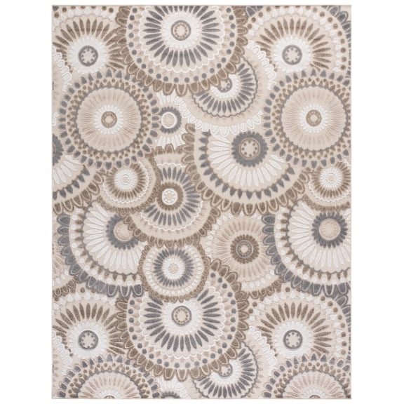 SAFAVIEH Cabana Brynn Floral Indoor/Outdoor Area Rug, Grey/Ivory, 8' x 10'