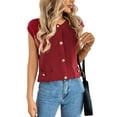 thumbnail image 2 of Womens Sleeveless Sweater Vest Crochet Button Down Cardigan Vests Tops 2025 Trendy Summer Casual Outfits Red L, 2 of 9
