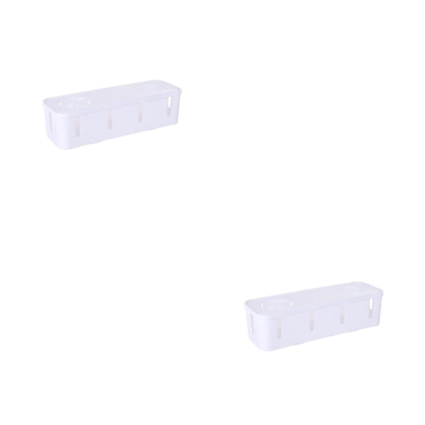 Inteprter Caja de almacenamiento organizadora de cable de carga con tapa, portátil, reutilizable, a prueba de golpes, a prueba de polvo, de Blanco 2Conjunto