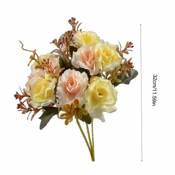 Rkxzt Artificial Roses Diamond Rose Plastic Flowers 5 Forks 10 Mini Roses Home Decoration Plastic 3.5x3.5x32cm Purple Pink Orange Blue Yellow Home