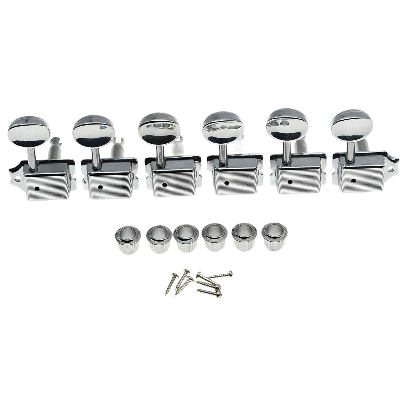 JWQFBC 6 Pieces Retro Electric Guitar Tuners Split Shaft Spare Parts Guitar Tuning Pegs Silvery