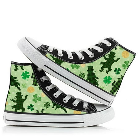 

Unisex High Top with Four Leaf Clover Print Canvas Sneaker Shoes Classic Fashion Lace ups Sneakers