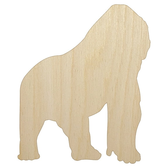 Gorilla Solid Wood Shape Unfinished Piece Cutout Craft DIY Projects - 4.70 Inch Size - 1/8 Inch Thick