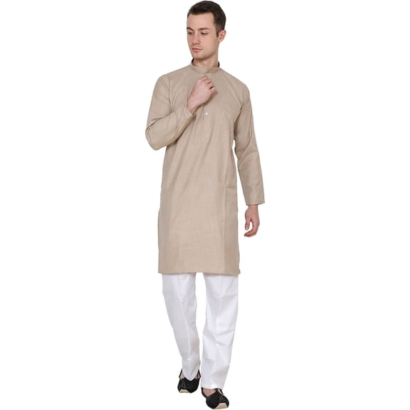 Royal Kurta Men's Cotton Kurta Set Brown 38
