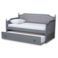 thumbnail image 3 of Baxton Studio Mara Classic and Traditional Grey Fabric Upholstered Grey Finished Wood Twin Size Daybed with Trundle, 3 of 7