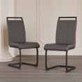 thumbnail image 3 of 4pcs Modern Dining Chairs, PU Faux Leather Upholstered Office Chair with High Back Side Chair with C-shaped Tube. Black Metal Legs Chairs for Dining Room Kitchen Vanity Patio Office Chair, Gray, 3 of 7
