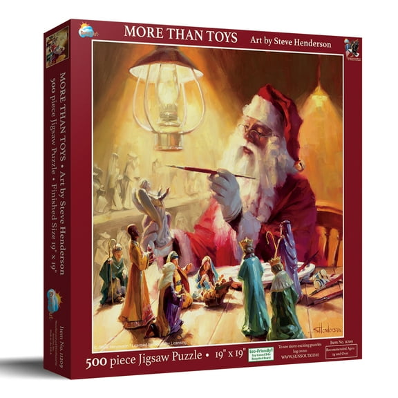 SUNSOUT INC - More Than Toys 500 pc Jigsaw Puzzle Christmas Santa Claus by Steve Henderson - Finished Size 19" x 19" - MPN# 11209