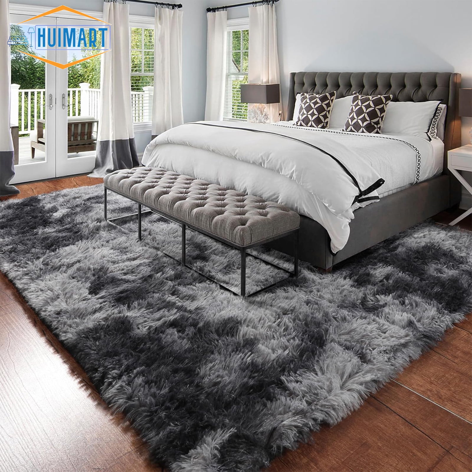 SUSUZI 5 x 7 ft Shaggy Area Rugs for Bedroom Living Room Modern Large Fluffy Floor Rugs Plush Soft Carpet Rugs Home Décor, Charcoal Gray