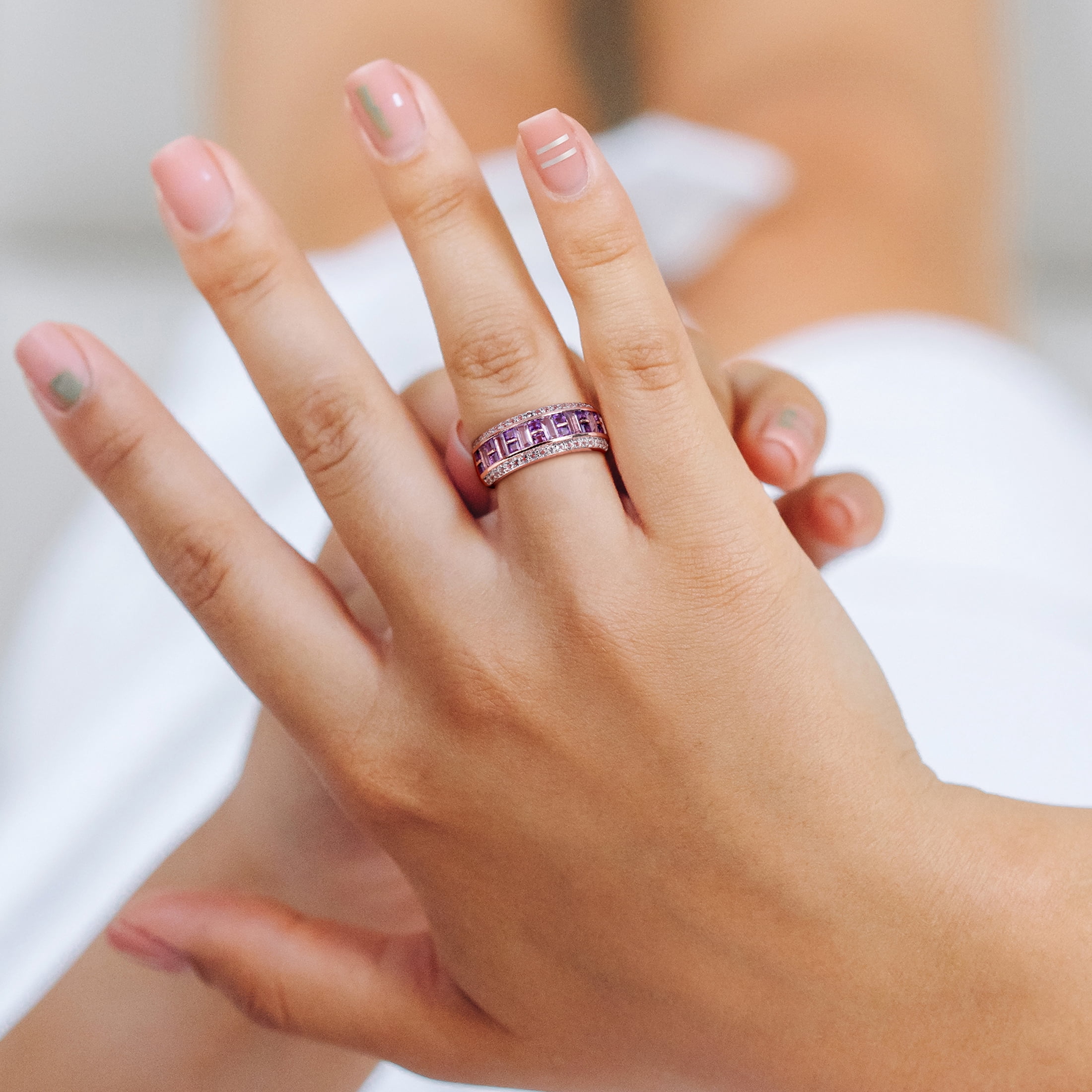Everly Women's Amethyst and Topaz 10k Rose Gold Ring