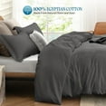 thumbnail image 3 of VEGAS HOTEL COLLECTION Classic Egyptian Cotton 1-Piece Duvet Cover { Zippered Closure } 1000 Thread Count- Fabulous Solid Looking Color Dark Grey - Queen Size, 3 of 5