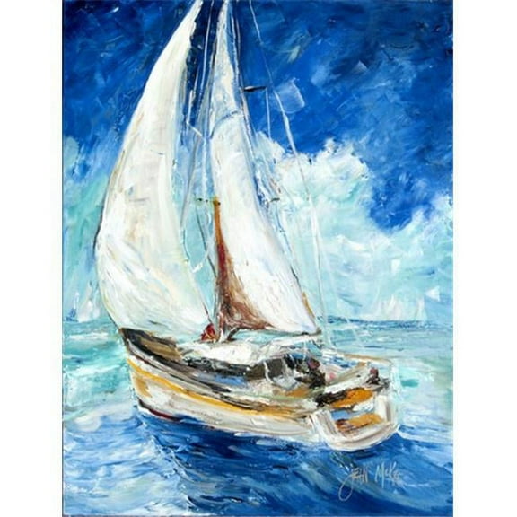Sailboats In Blue Flag Canvas House Size