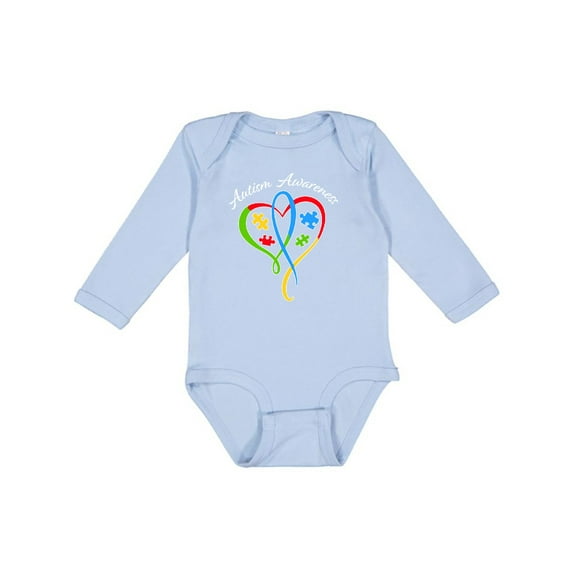 Inktastic Autism Awareness Heart Ribbon and Puzzle Pieces Boys or Girls Long Sleeve Baby Bodysuit
