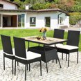 thumbnail image 3 of Gymax 5PCS Rattan Patio Dining Set Outdoor w/ Cushion Wooden Tabletop 4 Chairs, 3 of 10