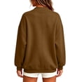 thumbnail image 4 of Hurxie Women Sweatshirt Cardigan Open Front Jacket Oversized Lightweight Loose Fit Pocket Casual Athleisure Outerwear Khaki,S, 4 of 7
