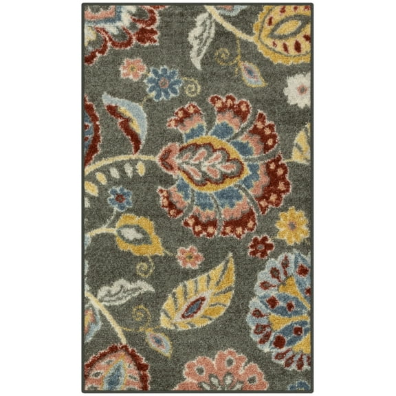Maples Rugs Gardena Bohemian Paisley Gray Washable Entryway Area Rug, 1'8 x 2'10