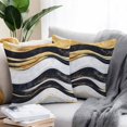 thumbnail image 3 of Outdoor Pillow Cover Abstract Black White Gold Stripes Set of 2 Waterproof Throw Pillowcases Modern Decorative Patio Furniture Pillows for Couch Garden Indoor & Outdoor Use, 3 of 9