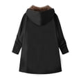 thumbnail image 3 of Women's Fashion Solid Color Zipper Long Sleeve Loose Hooded Mid-length Coat Black XL, 3 of 4