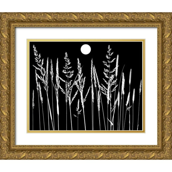 Sommers, Mindy 24x20 Gold Ornate Wood Framed with Double Matting Museum Art Print Titled - Grassy Moon I