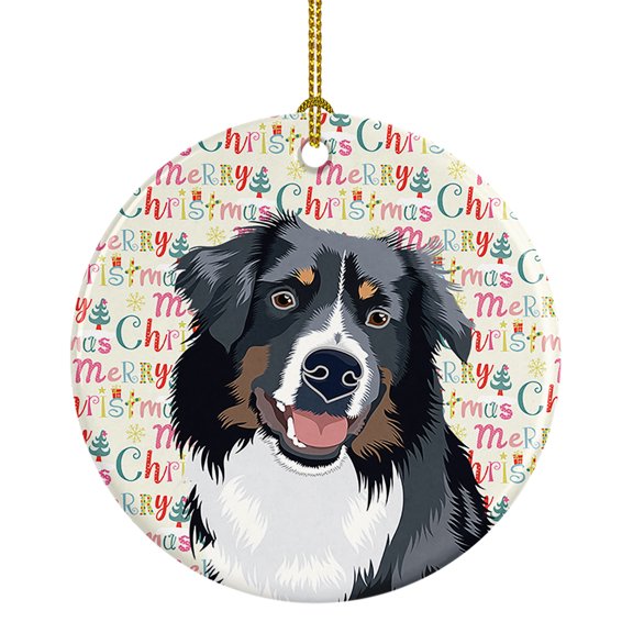 Australian Shepherd Black Tricolor #1 Christmas Ceramic Ornament 2.8 in x 2.8 in