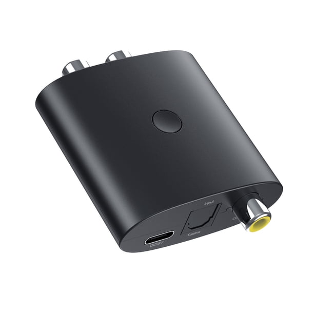 Convertidor de audio analógico digital DAC Bluetooth 5.0 Receptor (Negro, 1 pieza)